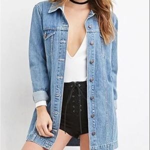 Forever 21 Longline Long Denim Jacket M